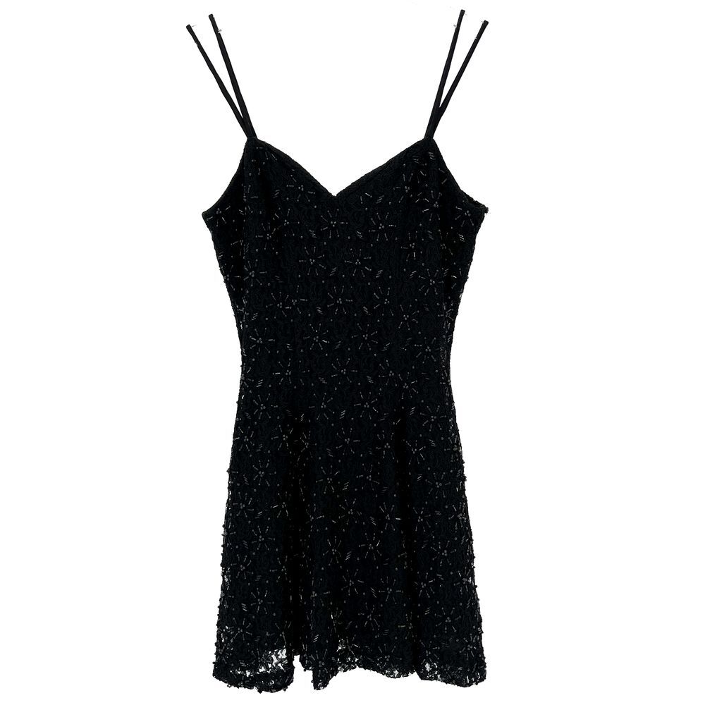 Vintage Rampage Beaded Mini Dress Juniors Size 5 Black Lace Fit &‎ Flare Fairy